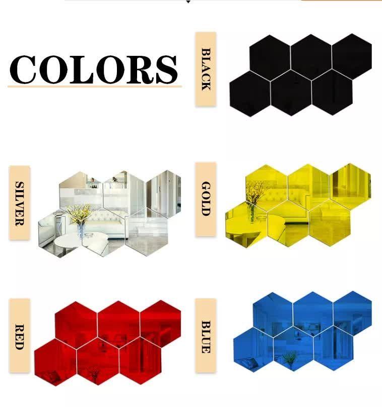 HappyKart Mirror Stickers For Wall Pack Of 40 Hexagon Silver Color Flexible Mirror Size (10x12)Cm Each Hexagon