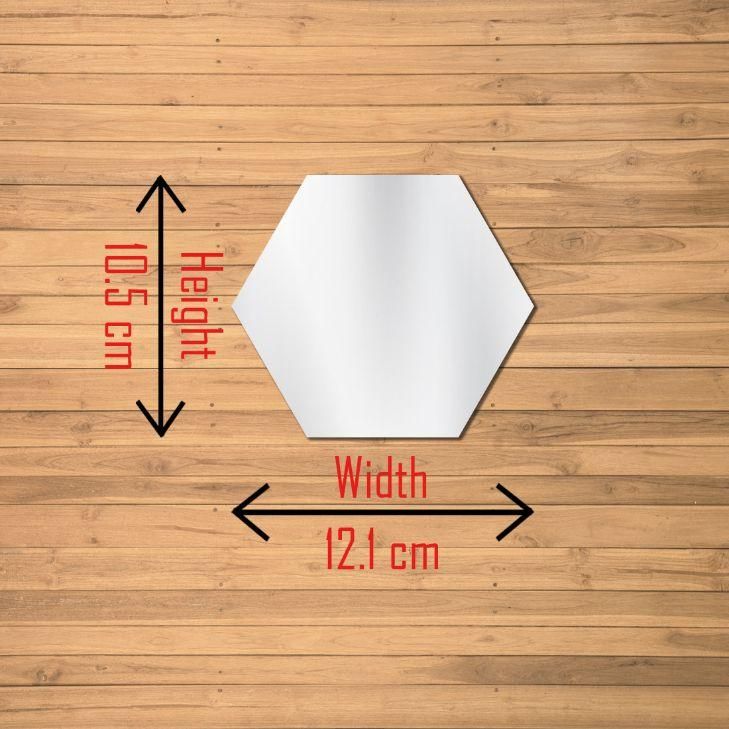 HappyKart Mirror Stickers For Wall Pack Of 40 Hexagon Silver Color Flexible Mirror Size (10x12)Cm Each Hexagon