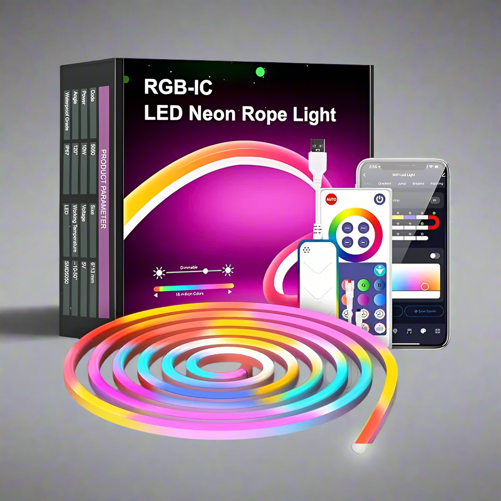 NeonGlow Smart Rope Strip Light with Music Syncing (5 Meters) by HappyKart™