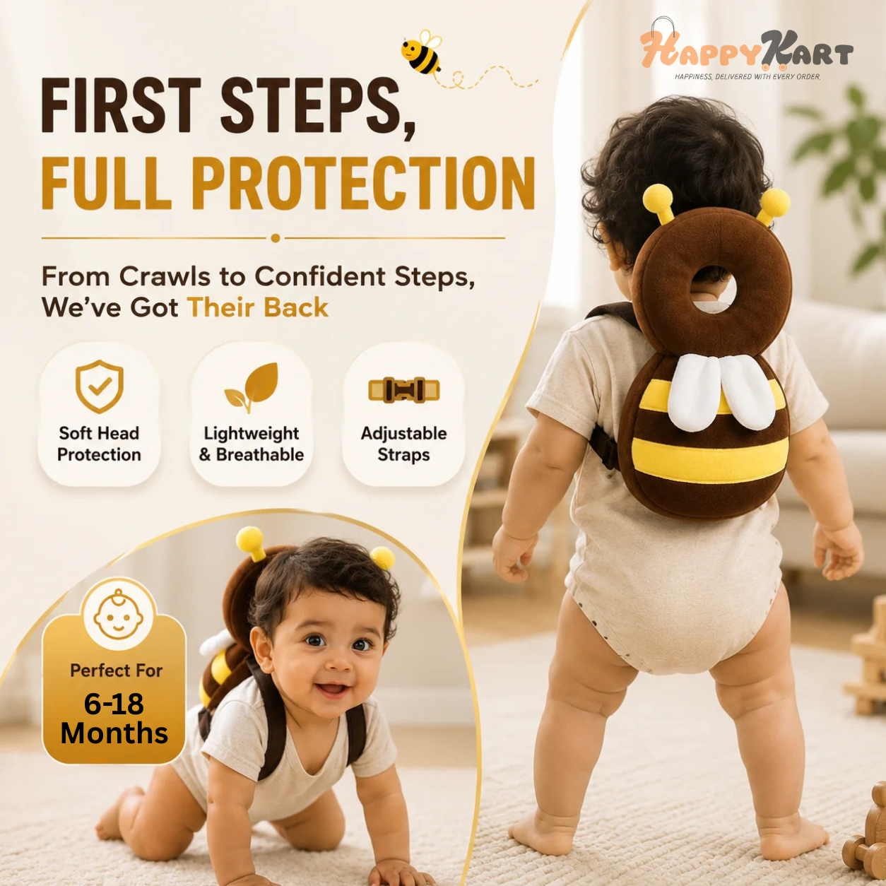 SoftGuard Baby Head Protector (6–18 Months) by HappyKart™