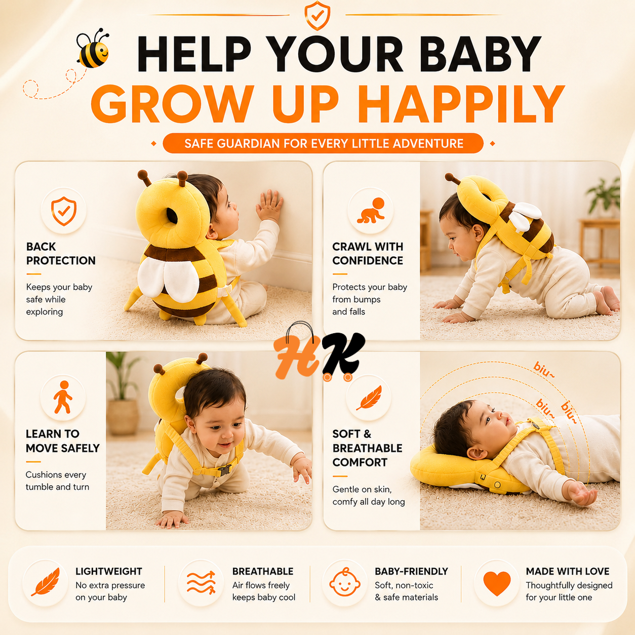 SoftGuard Baby Head Protector (6–18 Months) by HappyKart™