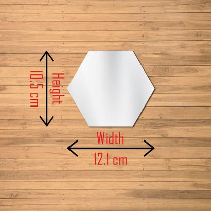 HappyKart Mirror Stickers For Wall Pack Of 40 Hexagon Silver Color Flexible Mirror Size (10x12)Cm Each Hexagon